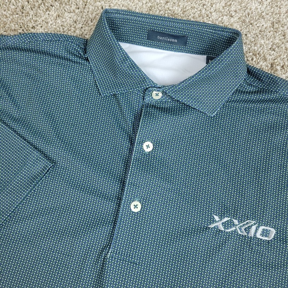 Turtleson Mens Medium Gray AOP Geometric Performance Stretch Golf Polo SS